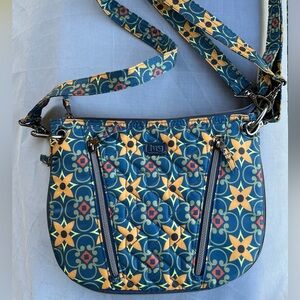 Lug Women's Crossbody Bag with Blue and Yellow Geometric Design